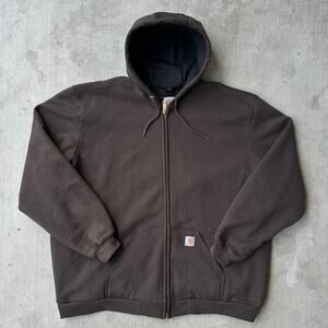 Vintage Y2K Carhartt brown zip up hoodie sweatshirt